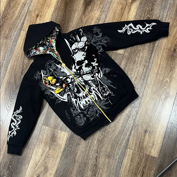 Black Diamond Other - Black Diamond Men’s Hooded Zip Sweatshirt Reversible The Black Pearl Print